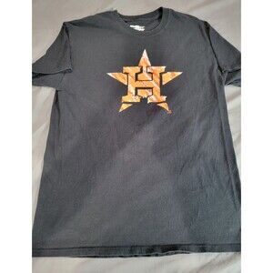 MLB Houston Astros Majestic MLB Baseball T-Shirt Men’s Medium Navy Logo Tee Blac